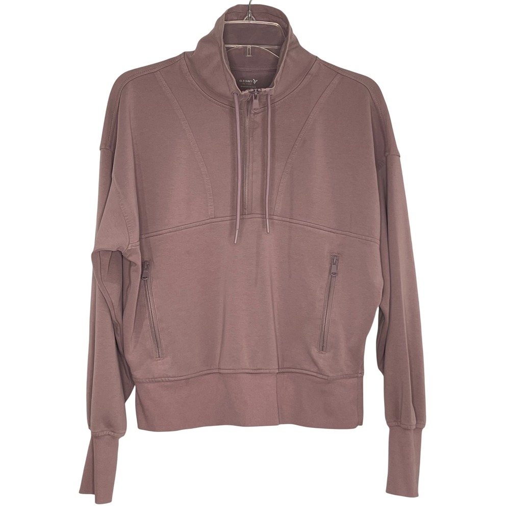 Old Navy Active Dynamic Fleece Large Half Zip Pullover Mauve Purple Thumbhole